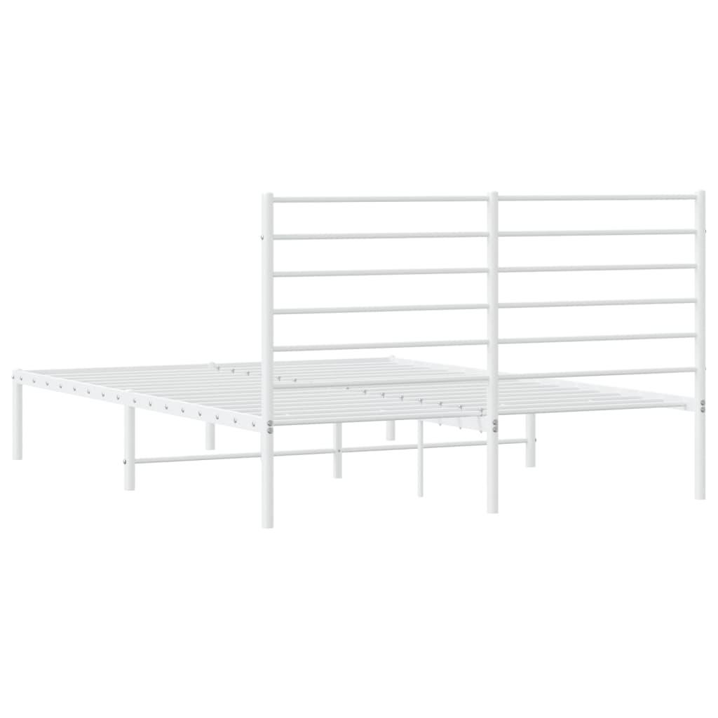 Metal Bed Frame without Mattress with Headboard White 135x190 cm