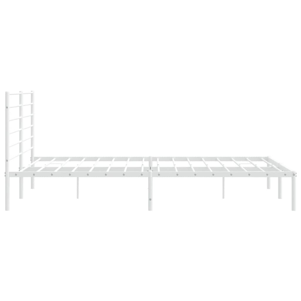 Metal Bed Frame without Mattress with Headboard White 183x203 cm King