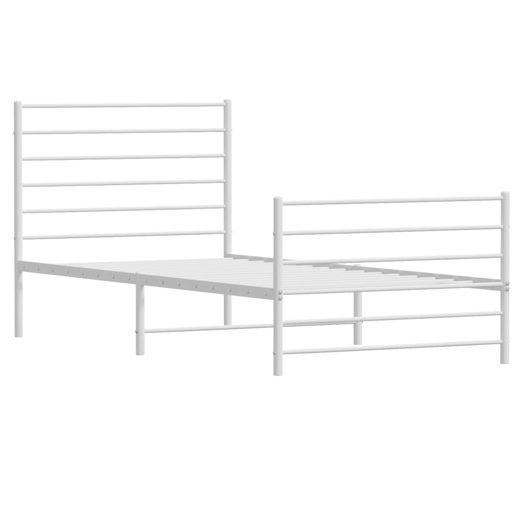 Metal Bed Frame without Mattress with Footboard White 90x190 cm