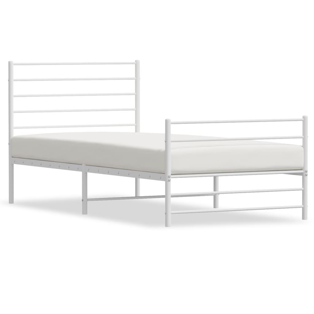 Metal Bed Frame without Mattress with Footboard White 107x203 cm King Single