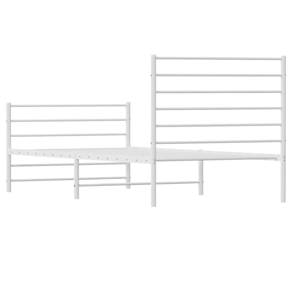 Metal Bed Frame without Mattress with Footboard White 107x203 cm King Single