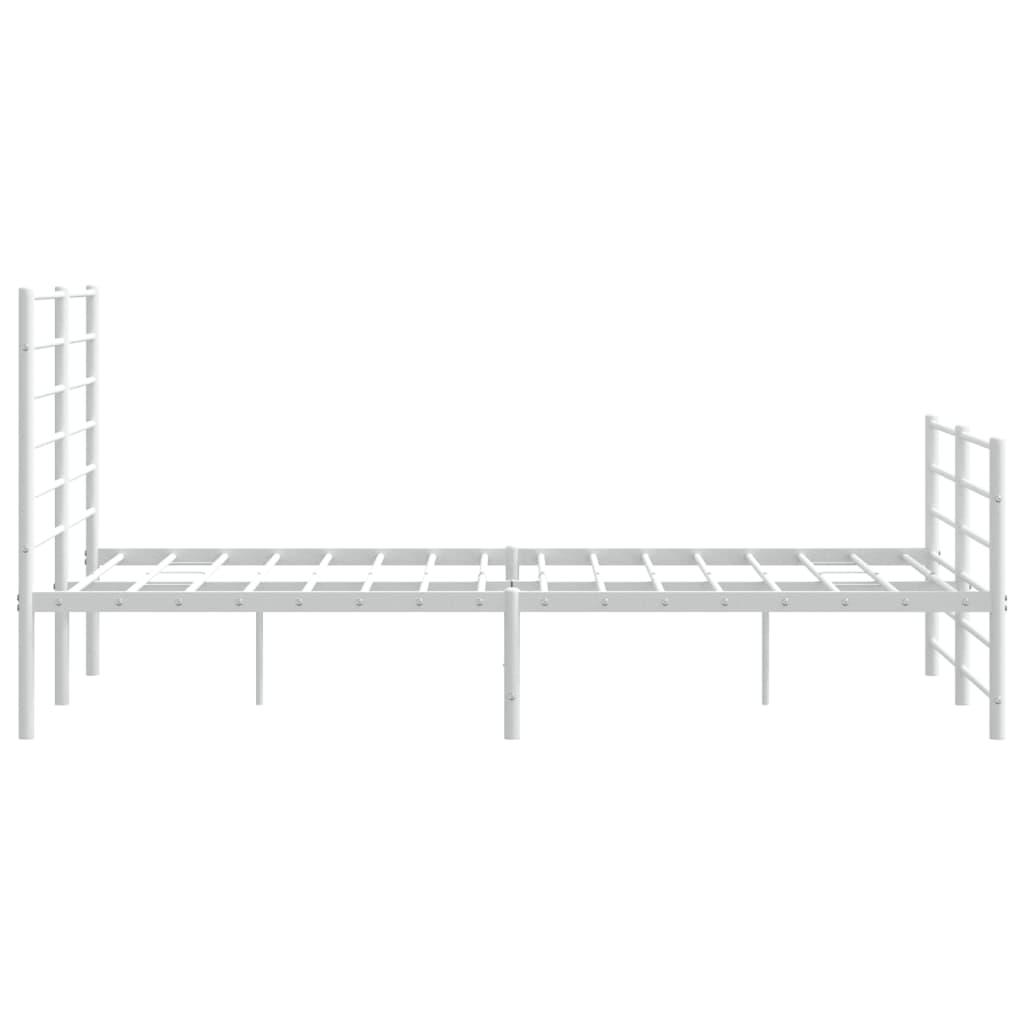 Metal Bed Frame without Mattress with Footboard White 150x200 cm