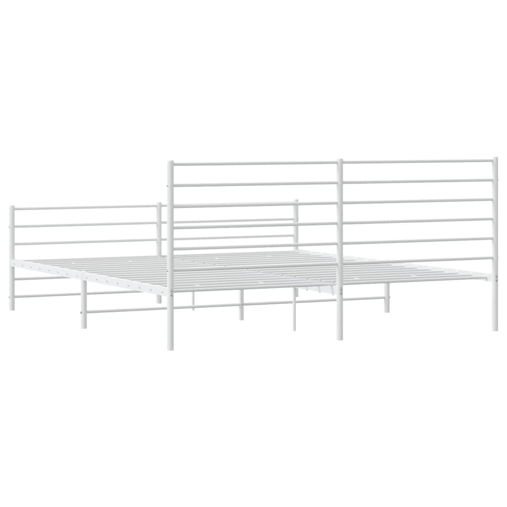 Metal Bed Frame without Mattress with Footboard White 183x203 cm King