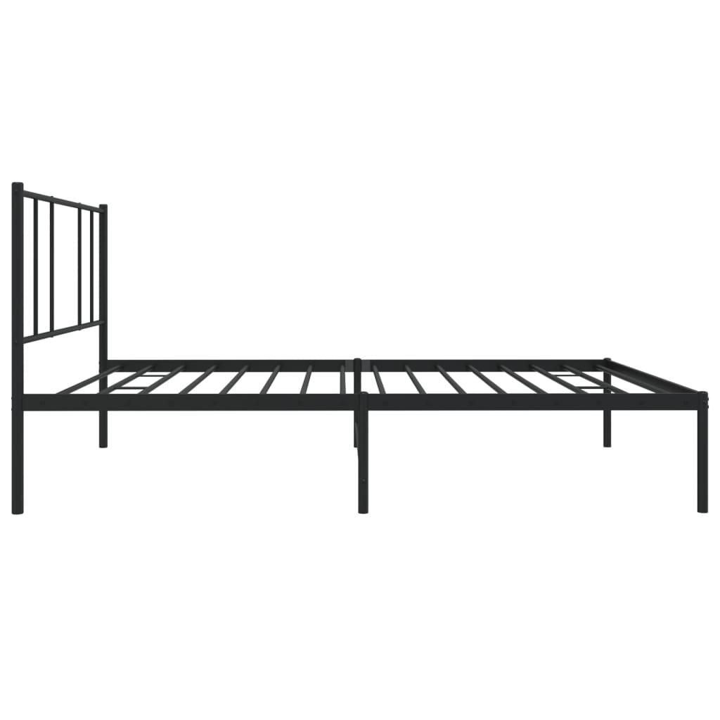 Metal Bed Frame without Mattress with Headboard Black 90x190 cm