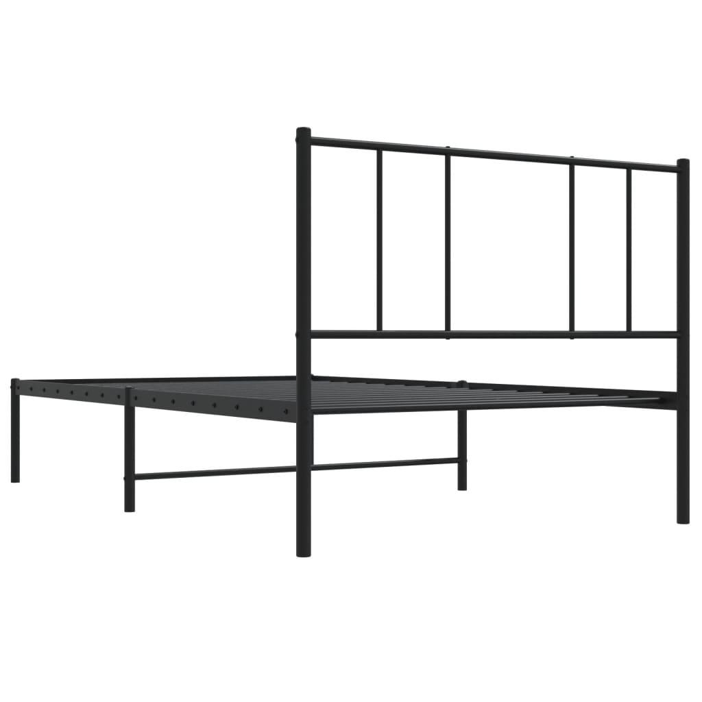 Metal Bed Frame without Mattress with Headboard Black 90x190 cm
