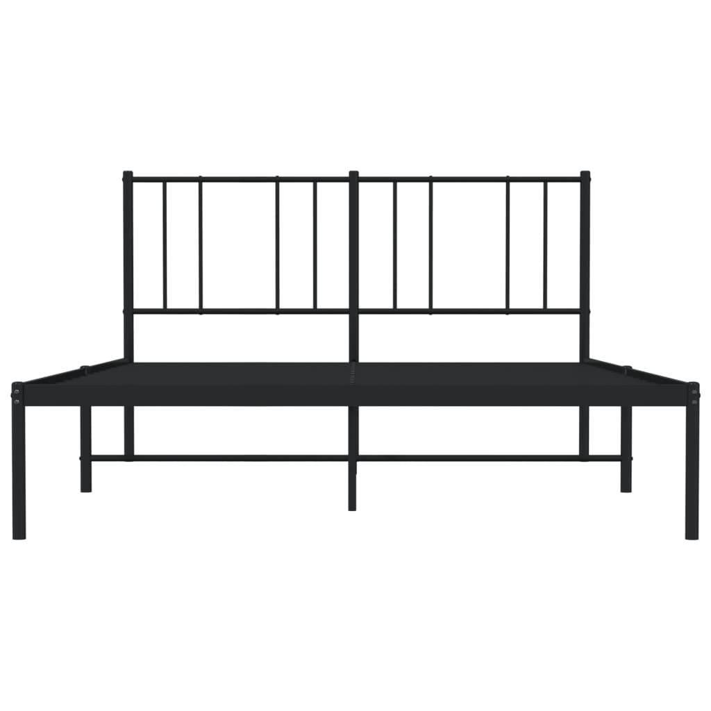 Metal Bed Frame without Mattress with Headboard Black 135x190 cm