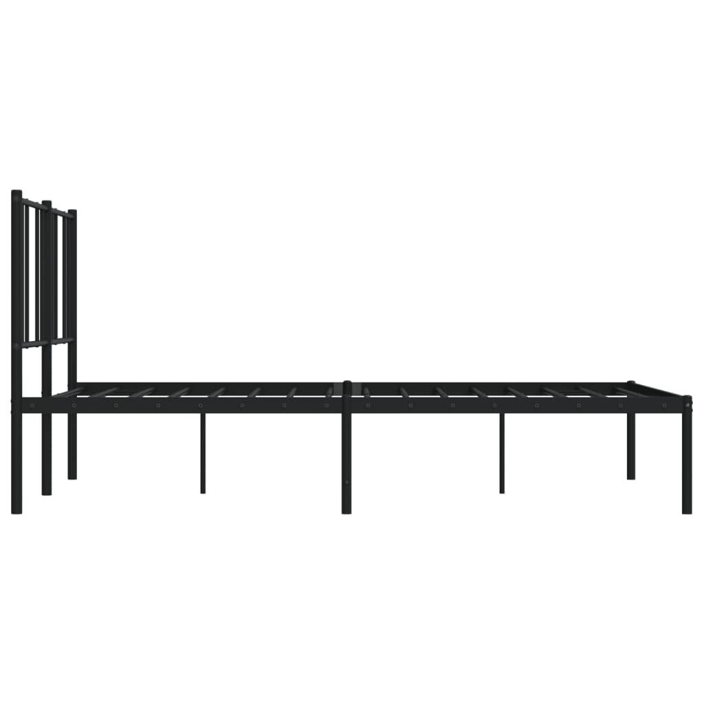 Metal Bed Frame without Mattress with Headboard Black 135x190 cm