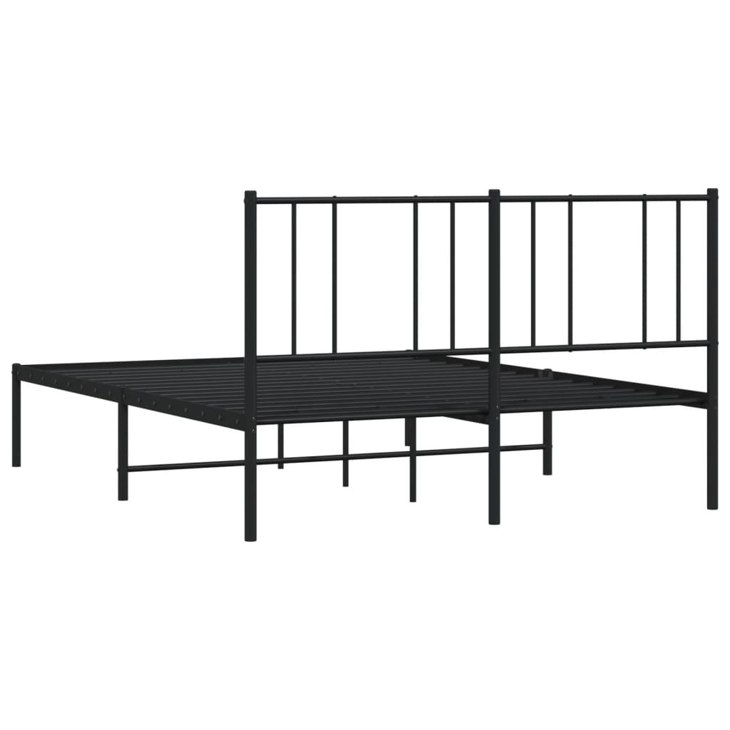 Metal Bed Frame without Mattress with Headboard Black 135x190 cm