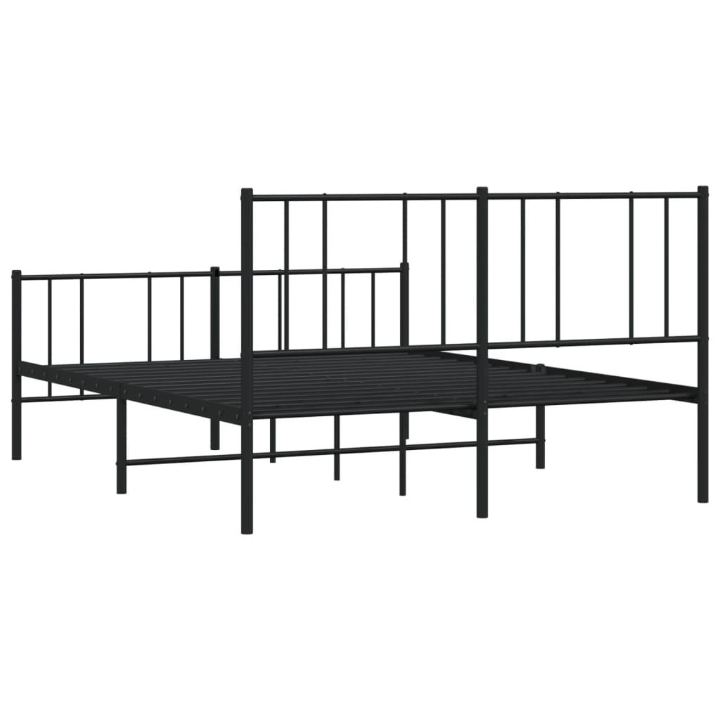 Metal Bed Frame without Mattress with Footboard Black 150x200 cm