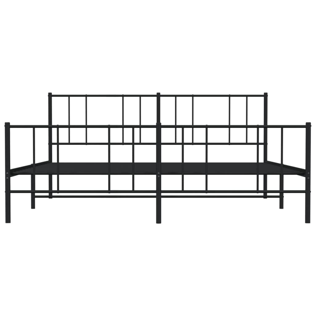 Metal Bed Frame without Mattress with Footboard Black 183x203 cm King