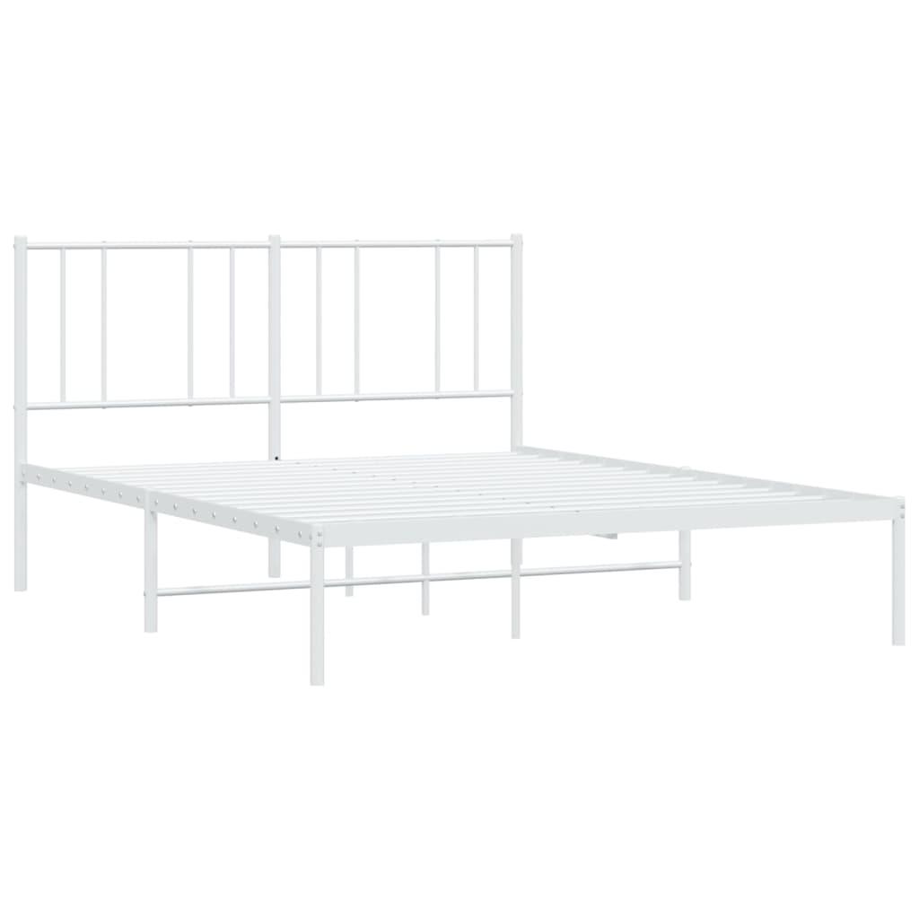 Metal Bed Frame without Mattress with Headboard White 135x190 cm