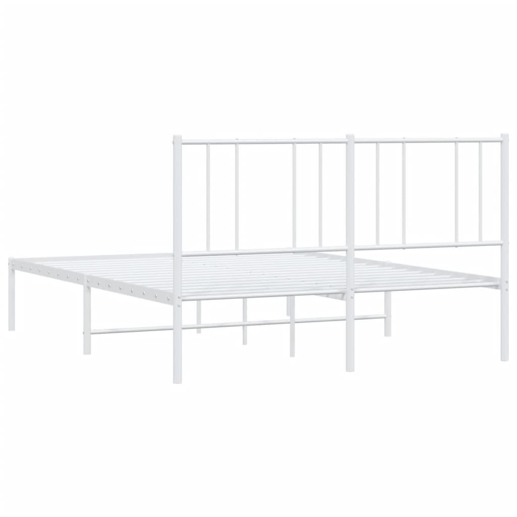 Metal Bed Frame without Mattress with Headboard White 135x190 cm