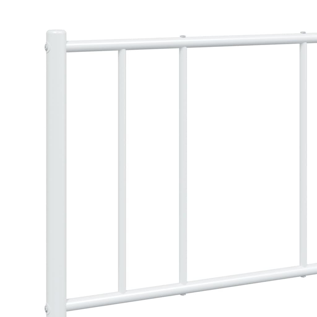 Metal Bed Frame without Mattress with Headboard White 135x190 cm