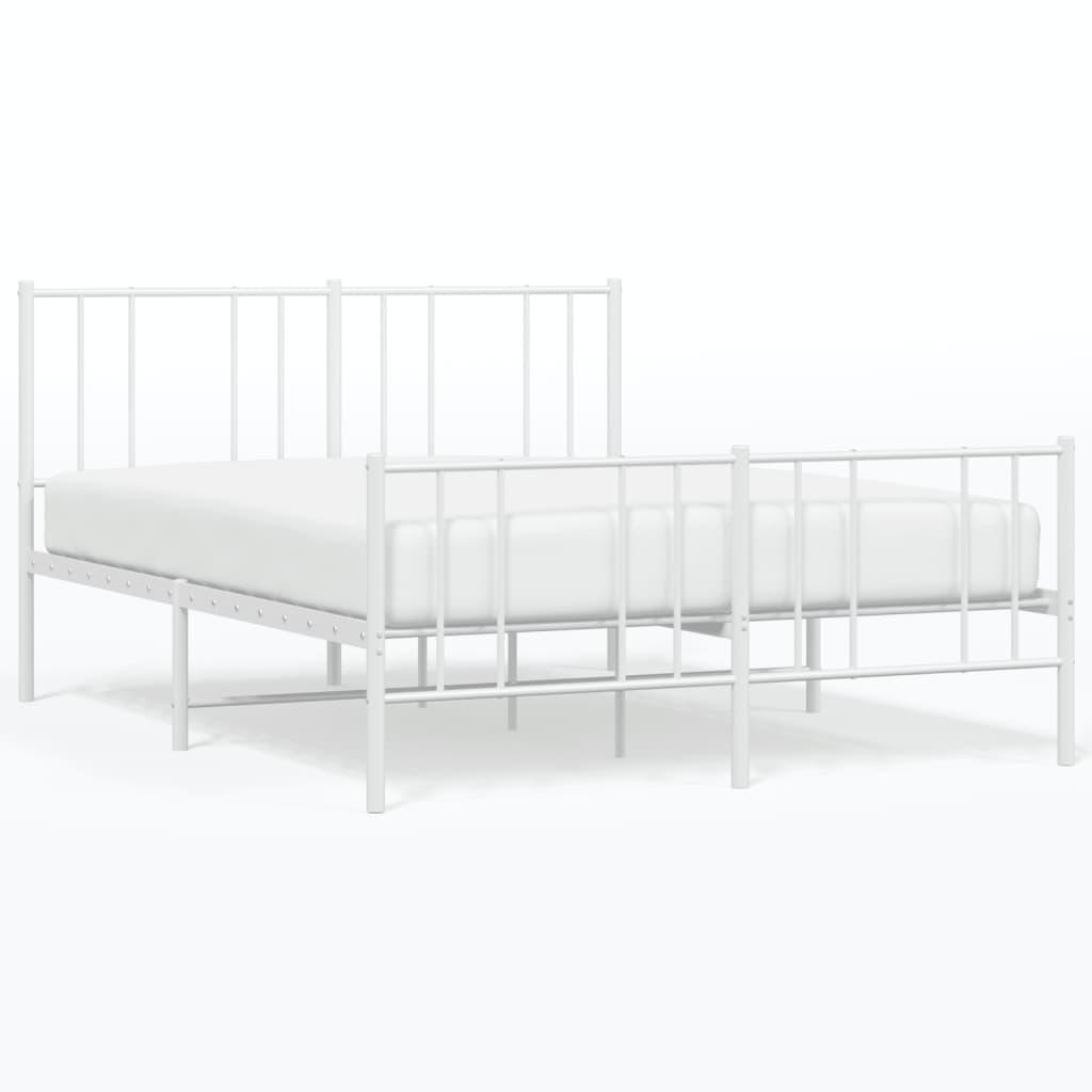Metal Bed Frame without Mattress with Footboard White 135x190 cm