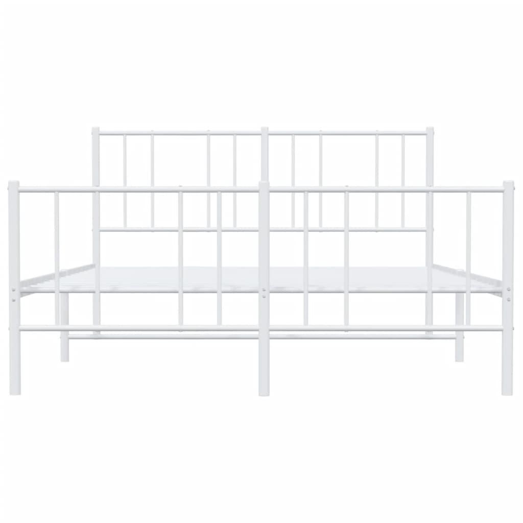 Metal Bed Frame without Mattress with Footboard White 135x190 cm