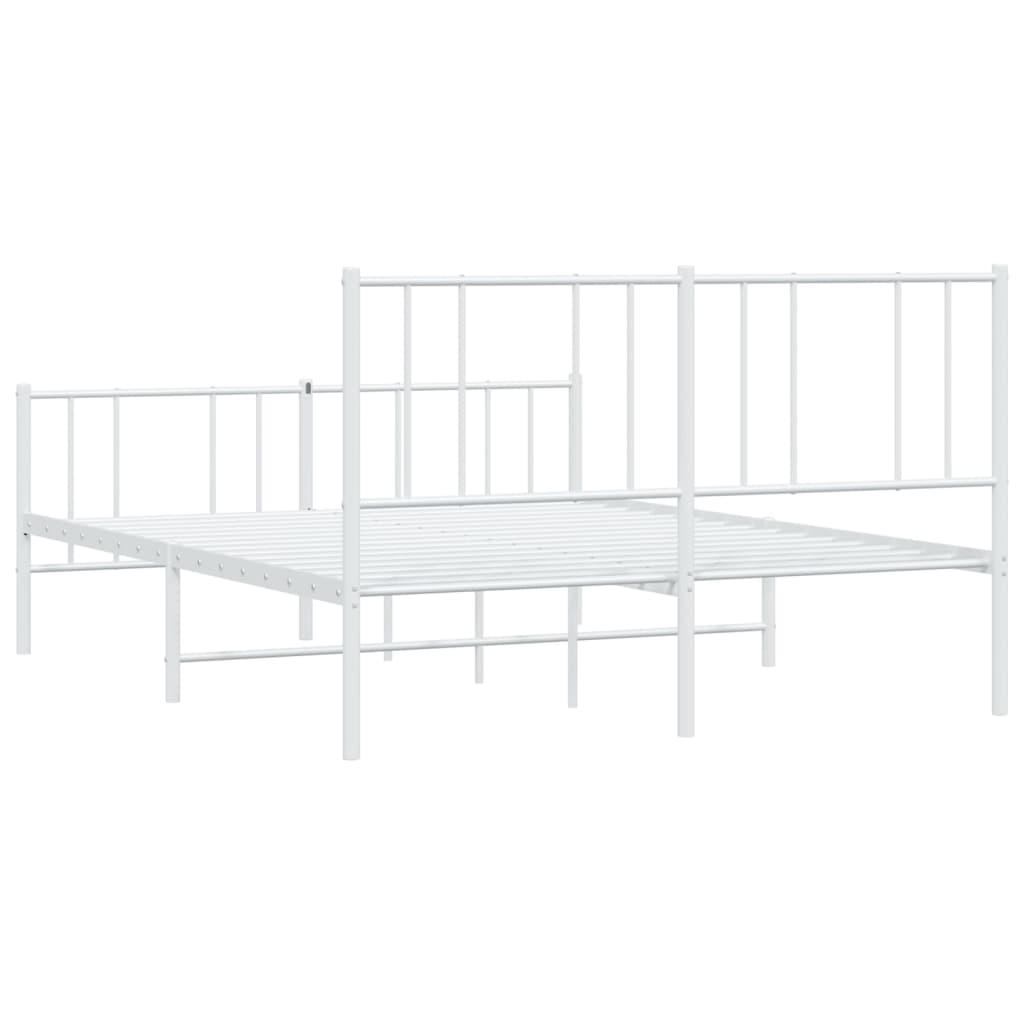 Metal Bed Frame without Mattress with Footboard White 135x190 cm