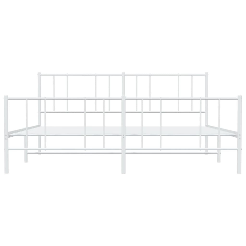 Metal Bed Frame without Mattress with Footboard White 183x203 cm King