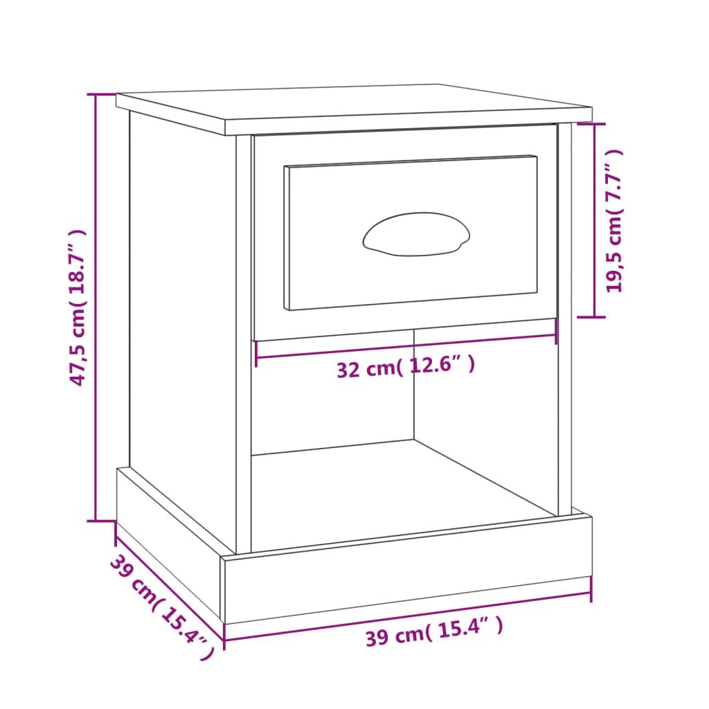 Bedside Cabinets 2 pcs Grey Sonoma 39x39x47.5 cm Engineered Wood
