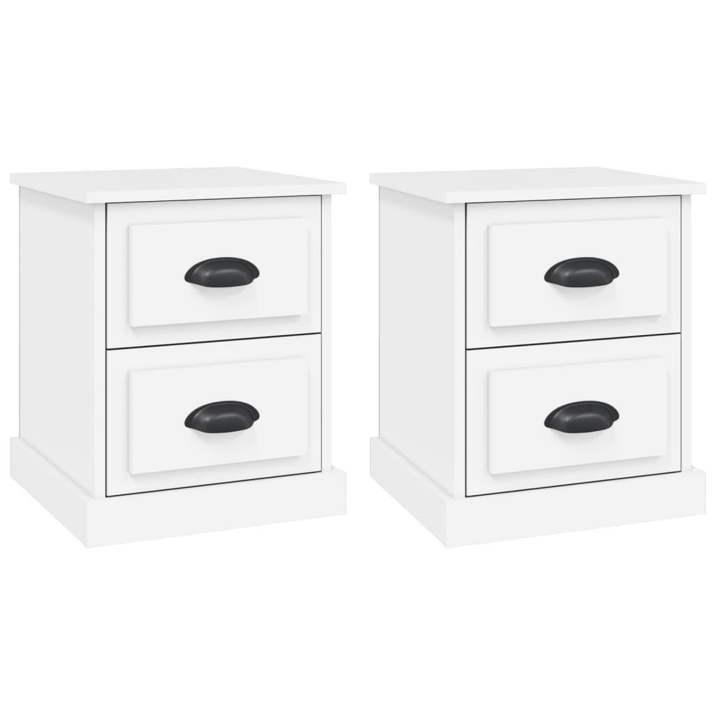 Bedside Cabinets 2 pcs White 39x39x47.5 cm Engineered Wood