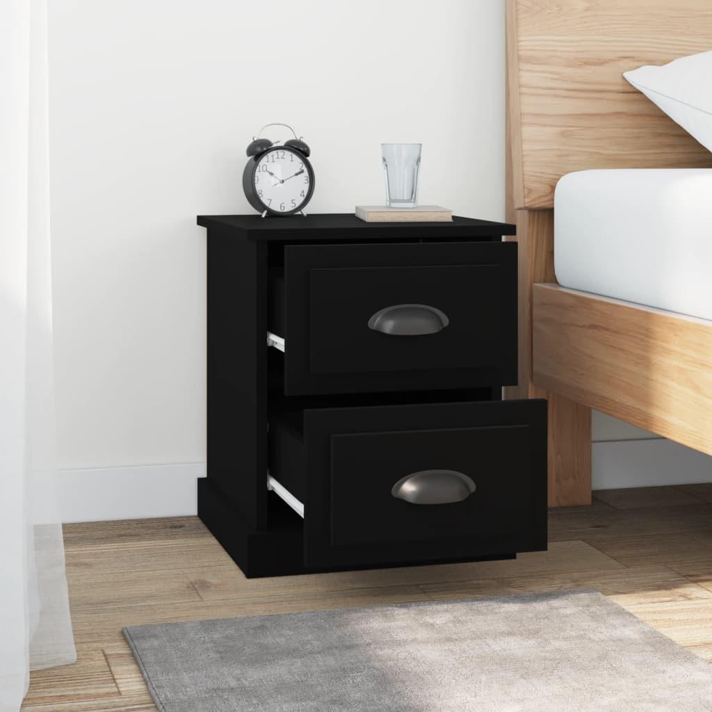 Bedside Cabinet Black 39x39x47.5 cm Engineered Wood