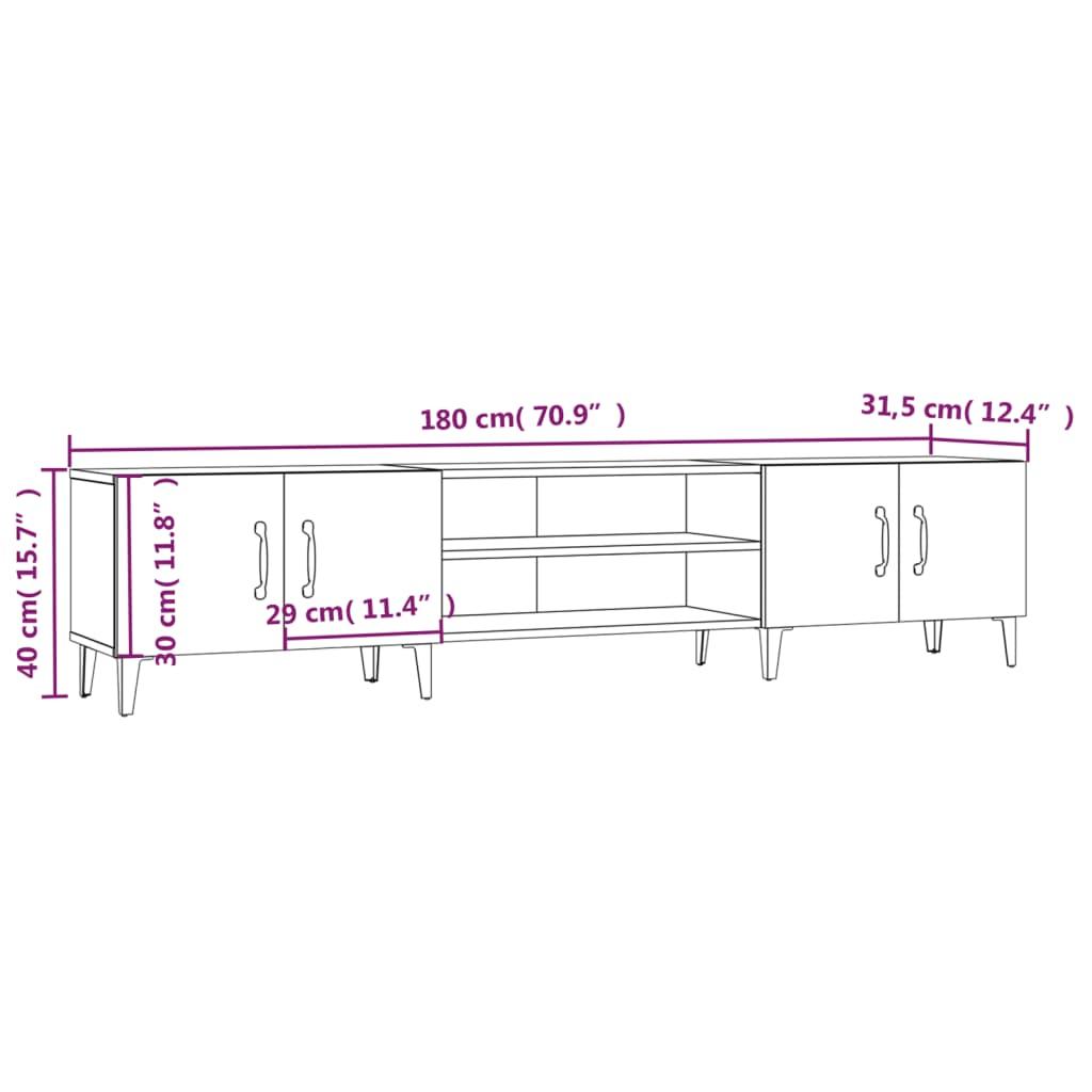 TV Cabinet White 180x31.5x40 cm Engineered Wood