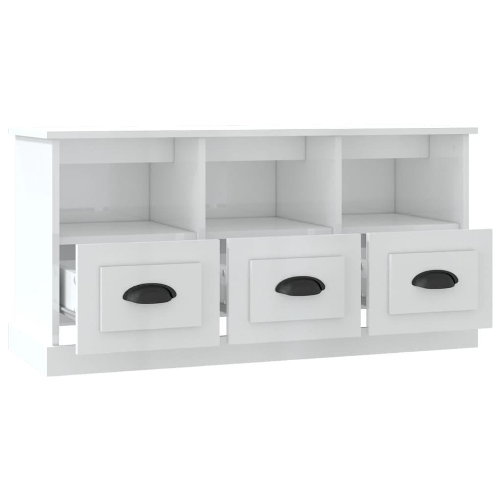 TV Cabinet High Gloss White 100x35x50 cm Engineered Wood