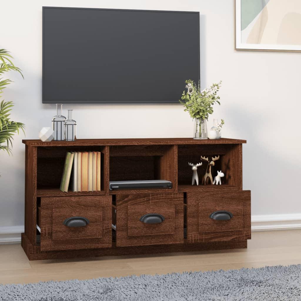 TV Cabinet Brown Oak 100x35x50 cm Engineered Wood