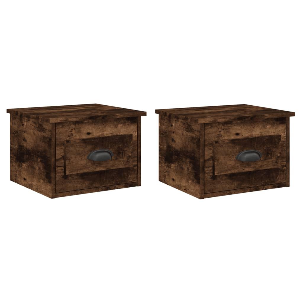 Wall-mounted Bedside Cabinets 2 pcs Smoked Oak 41.5x36x28cm