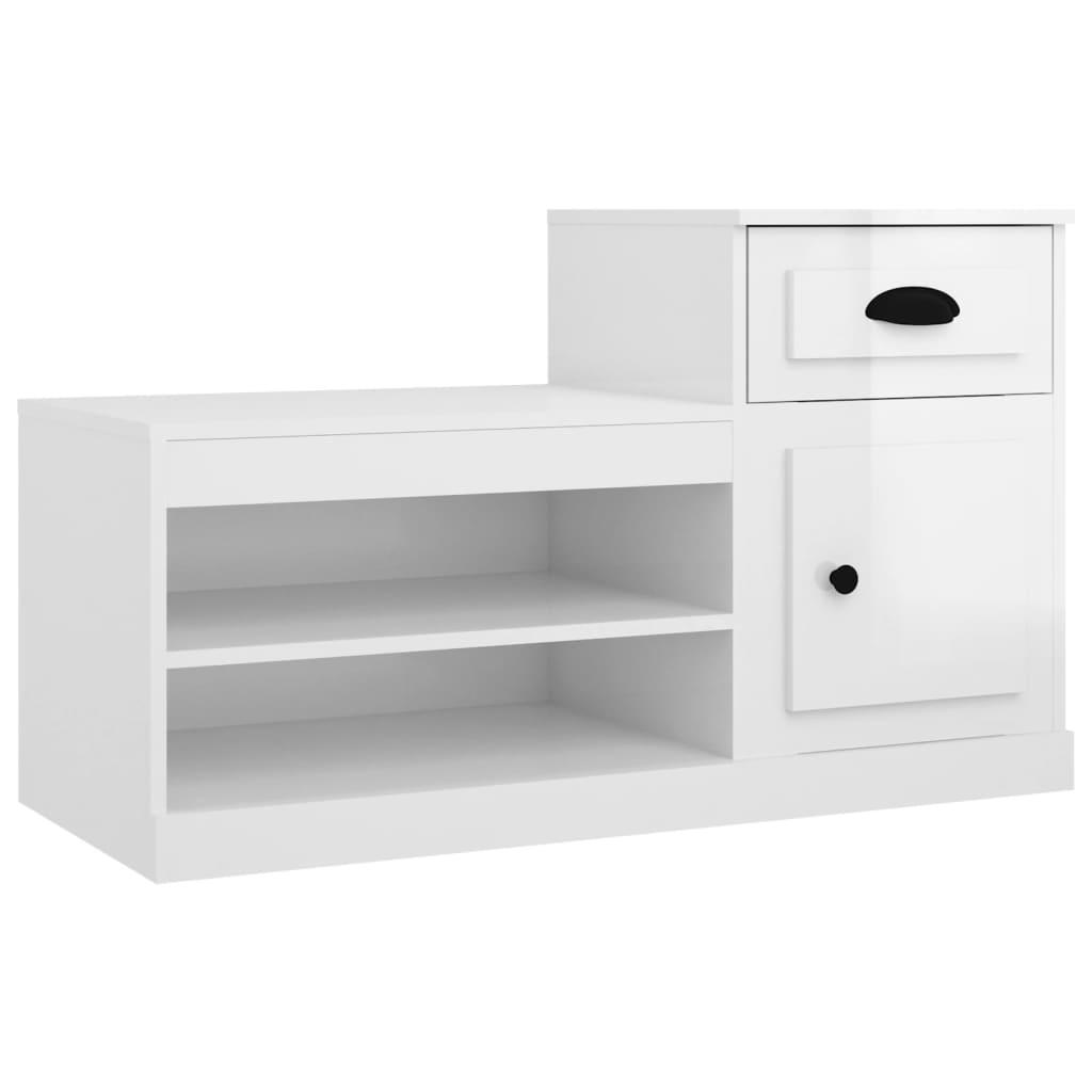 Shoe Cabinet High Gloss White 100x42x60 cm Engineered Wood