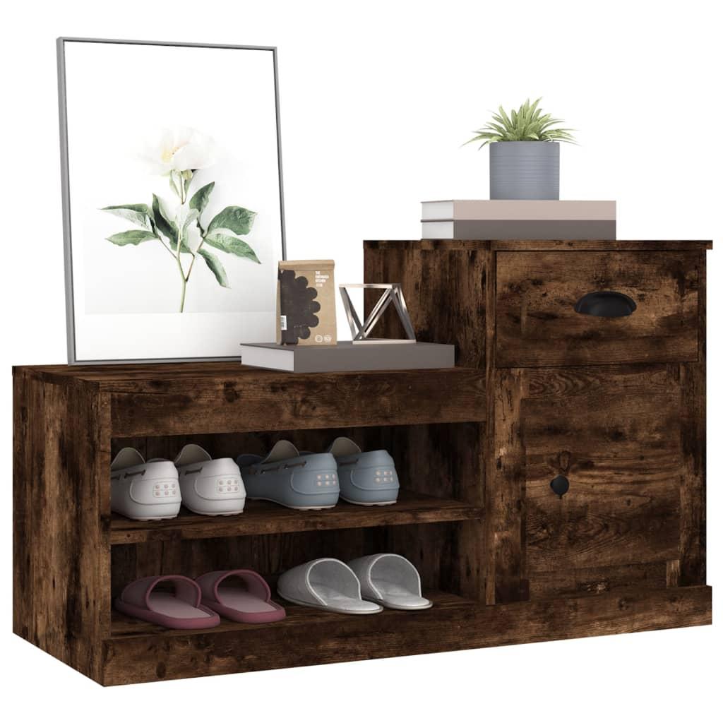 Shoe Cabinet Smoked Oak 100x42x60 cm Engineered Wood