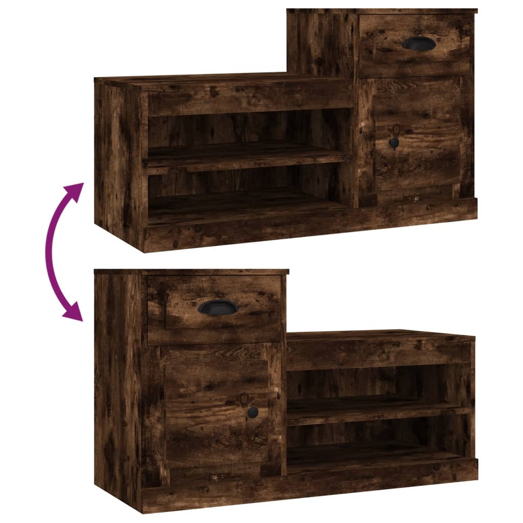 Shoe Cabinet Smoked Oak 100x42x60 cm Engineered Wood