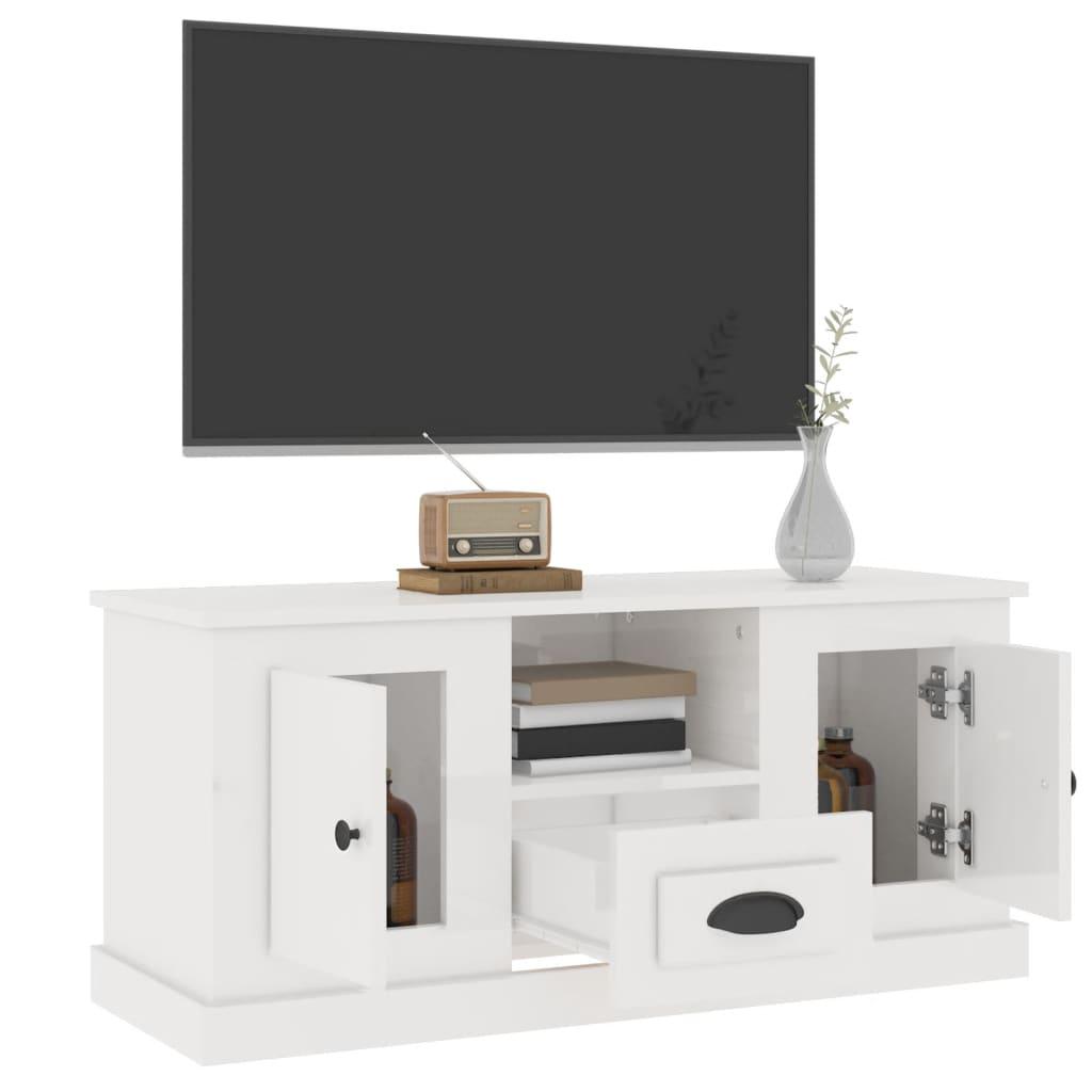TV Cabinet High Gloss White 100x35.5x45 cm Engineered Wood