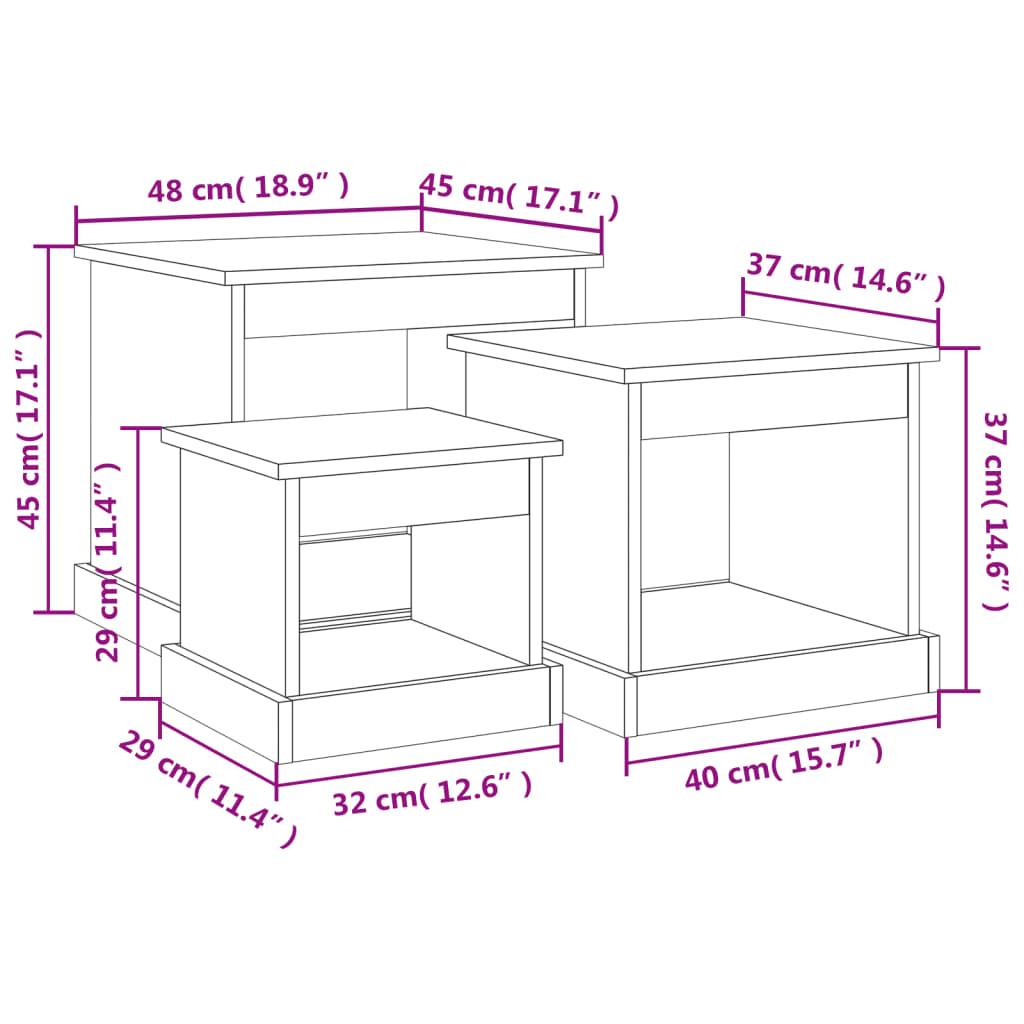 Coffee Tables 3 pcs White Engineered Wood