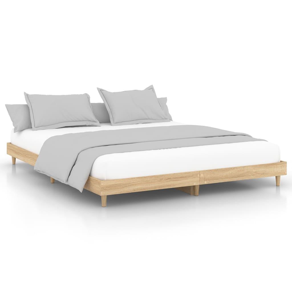 Bed Frame without Mattress Sonoma Oak 150x200 cm Engineered Wood