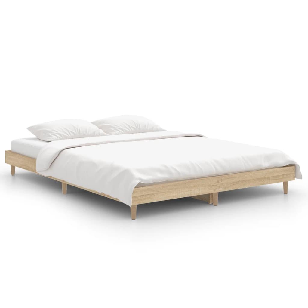 Bed Frame without Mattress Sonoma Oak 135x190 cm Engineered Wood