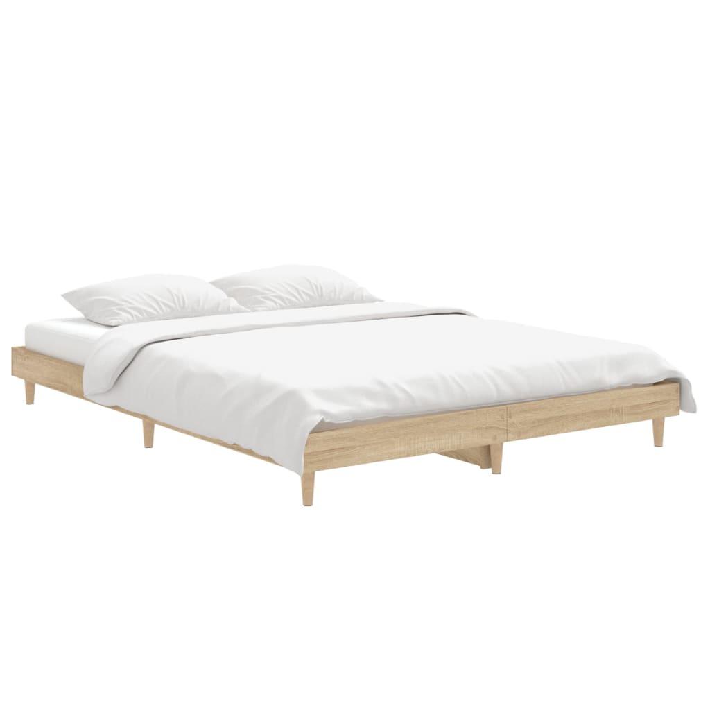 Bed Frame without Mattress Sonoma Oak 135x190 cm Engineered Wood