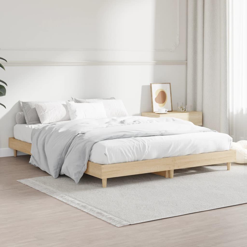 Bed Frame without Mattress Sonoma Oak 135x190 cm Engineered Wood