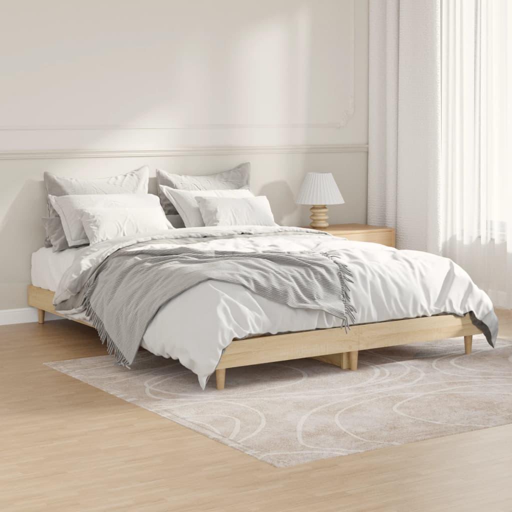 Bed Frame without Mattress Sonoma Oak 135x190 cm Engineered Wood