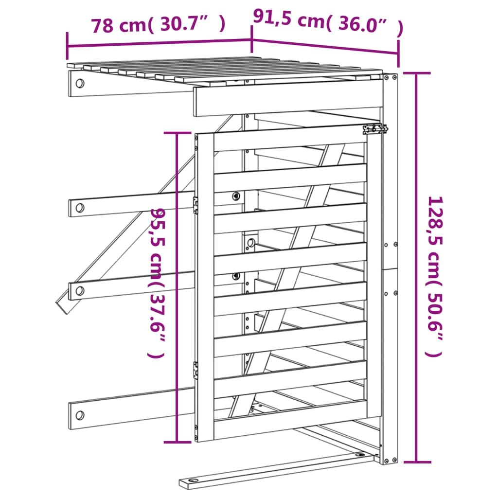 Wheelie Bin Storage Extension Black Solid Wood Pine