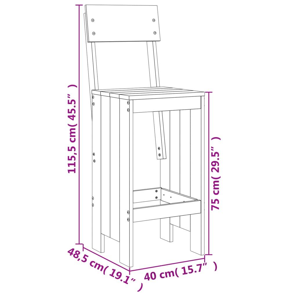 Bar Stools 2 pcs White 40x48.5x115.5 cm Solid Wood Pine