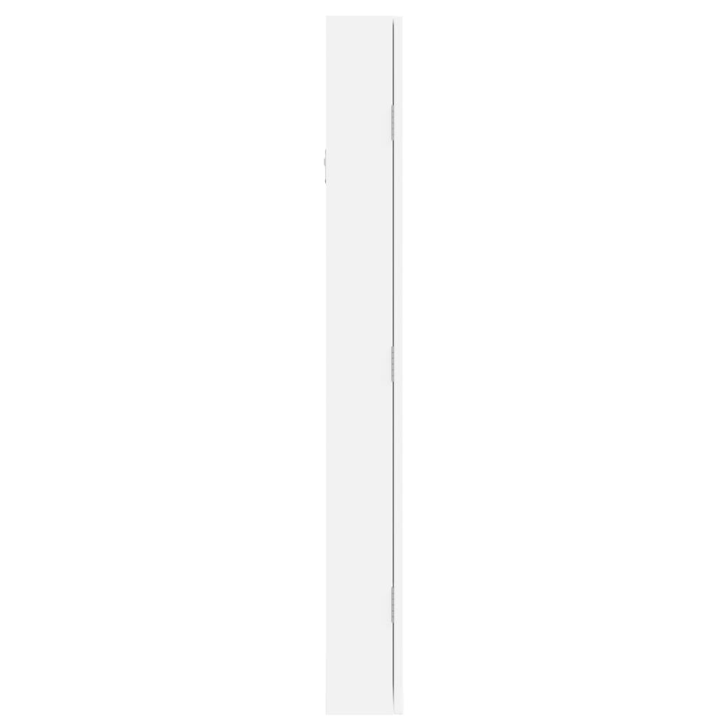 Mirror Jewellery Cabinet Wall Mounted White 37.5x10x90 cm