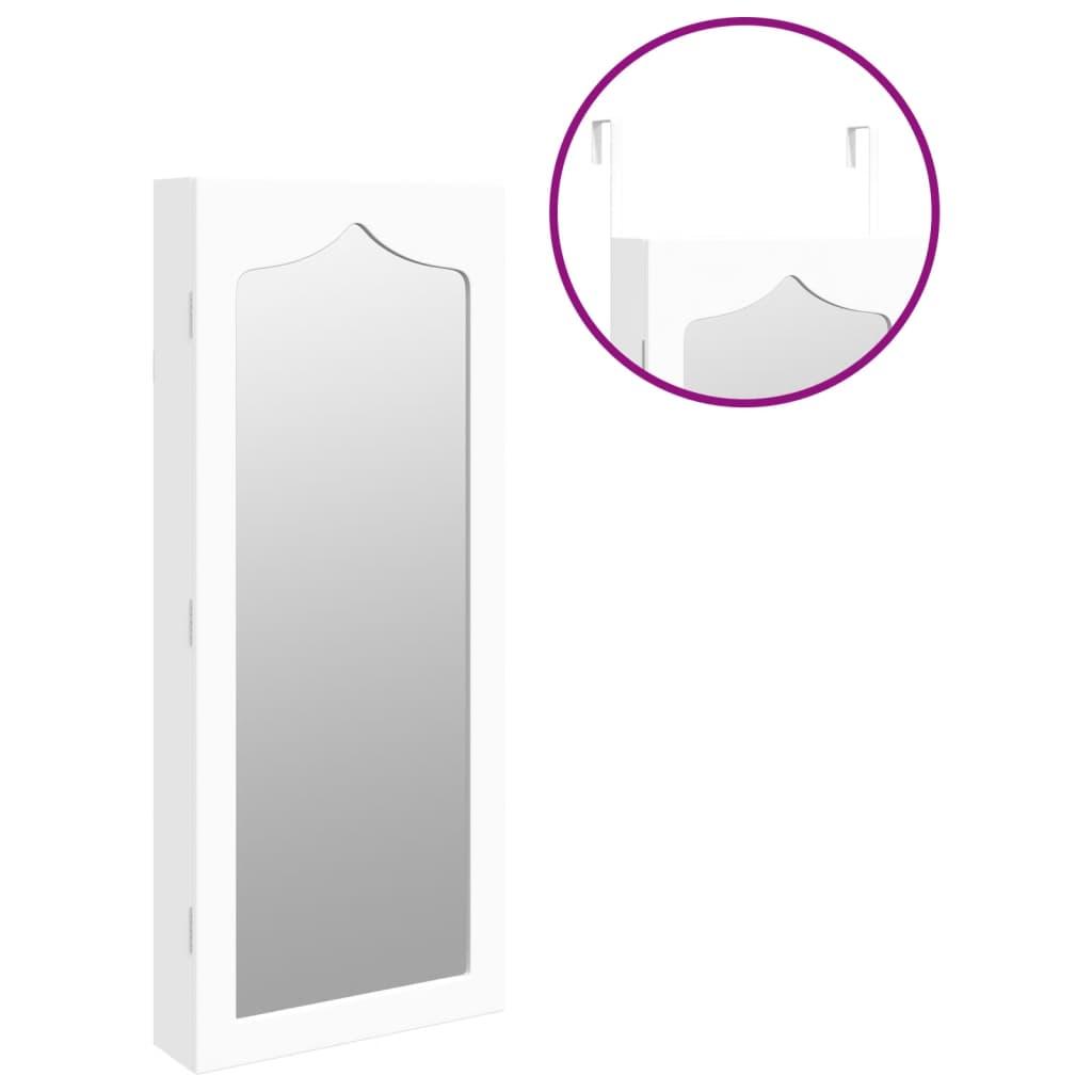 Mirror Jewellery Cabinet Wall Mounted White 37.5x10x90 cm