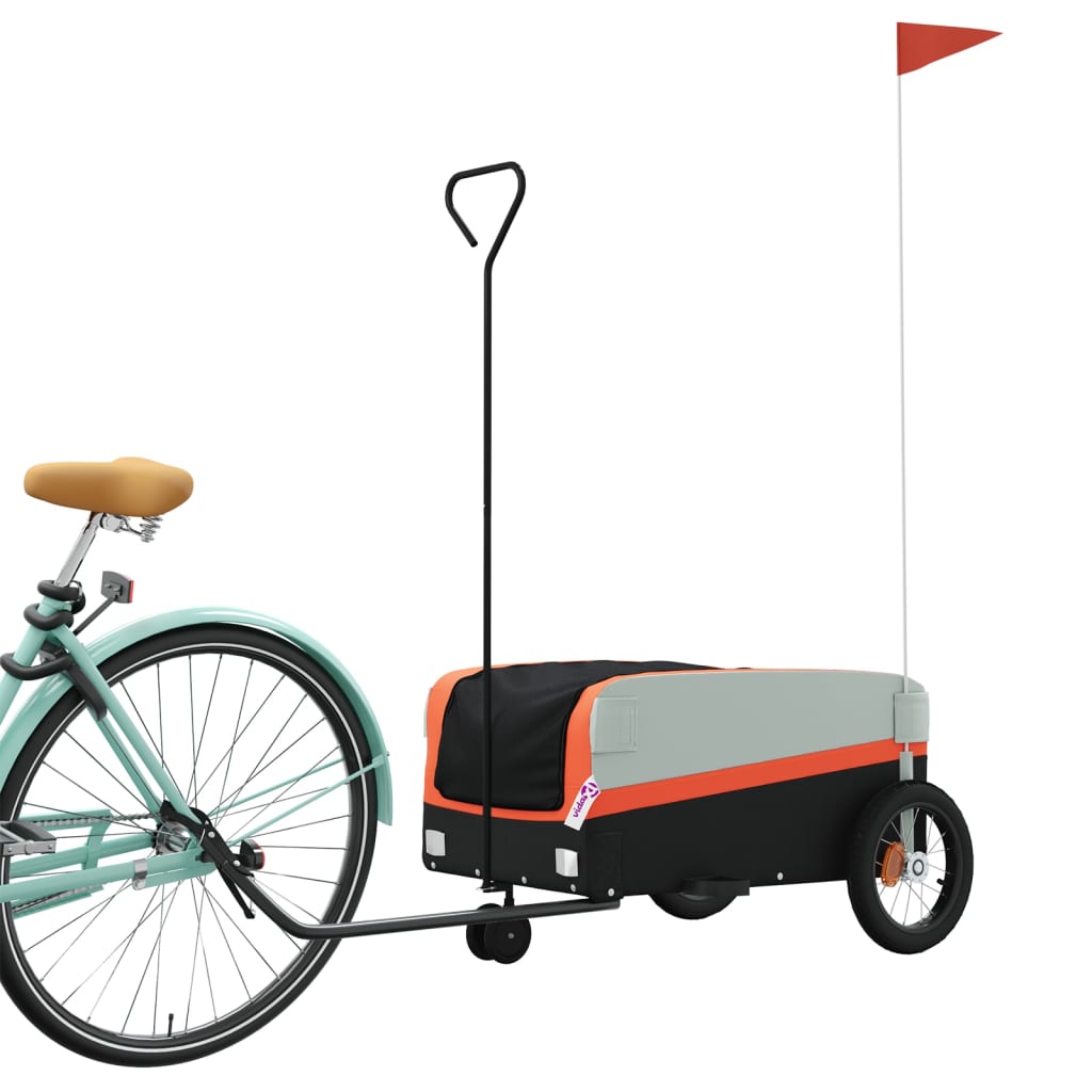 Bike Trailer Black and Orange 30 kg Iron