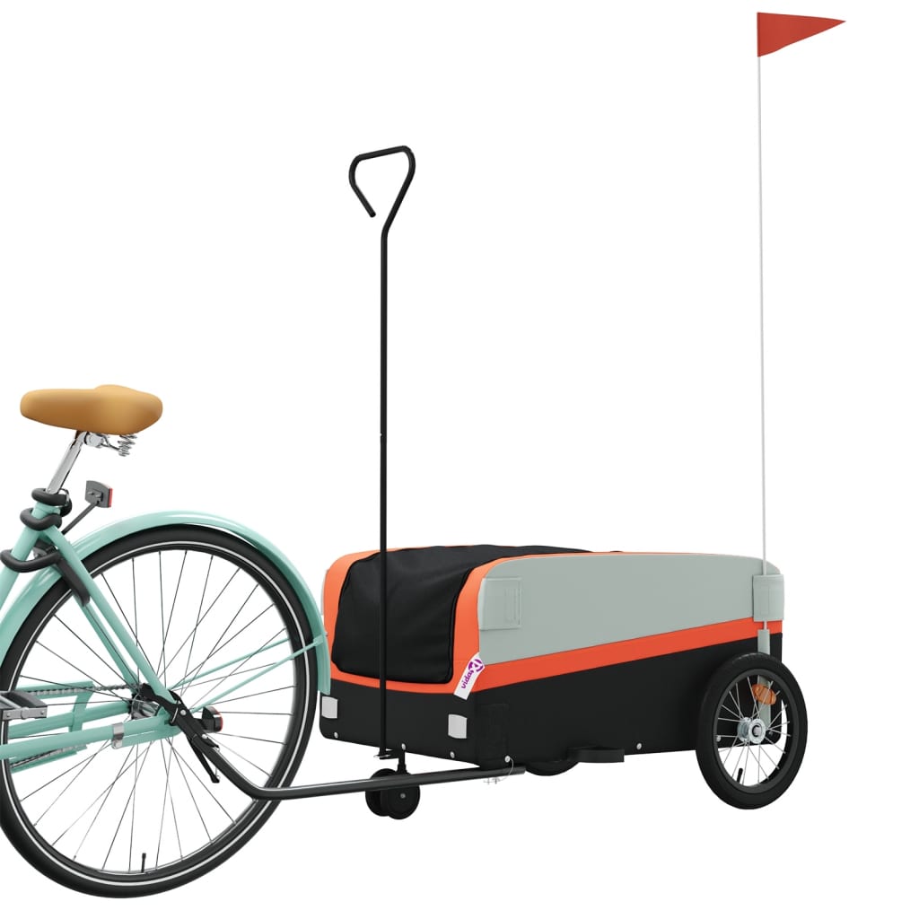 Bike Trailer Black and Orange 45 kg Iron