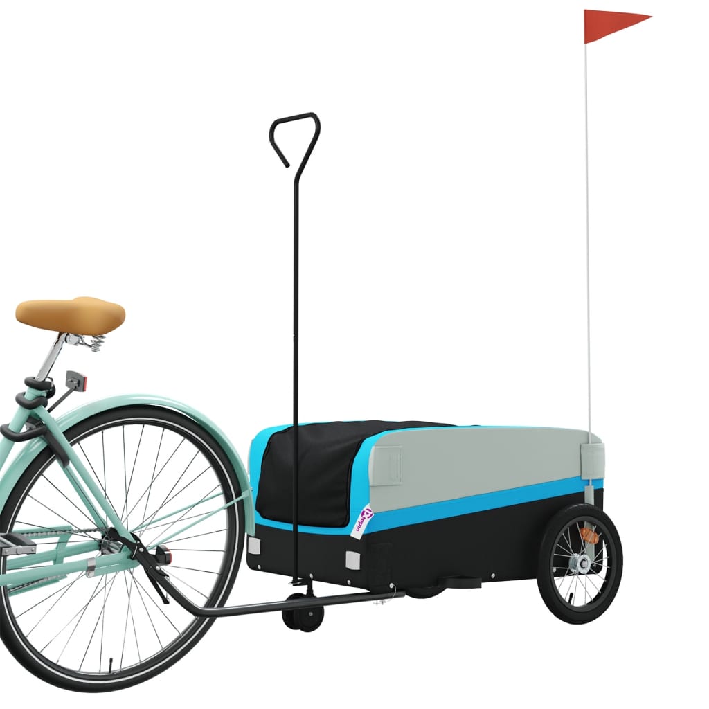 Bike Trailer Black and Blue 45 kg Iron