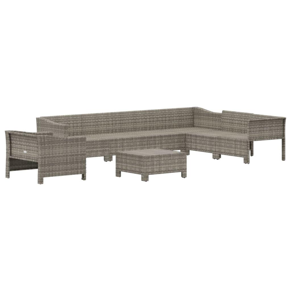 8 Piece Garden Lounge Set with Cushions Grey Poly Rattan