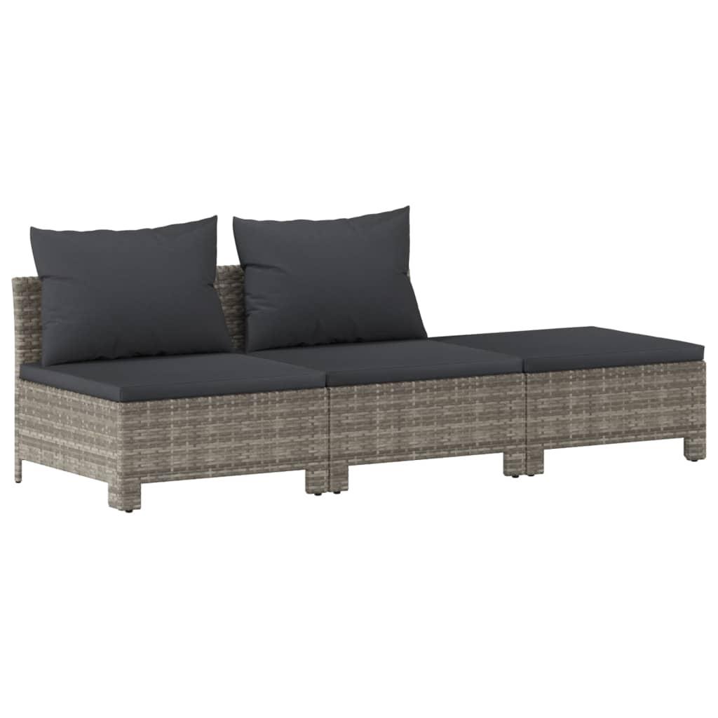 8 Piece Garden Lounge Set with Cushions Grey Poly Rattan