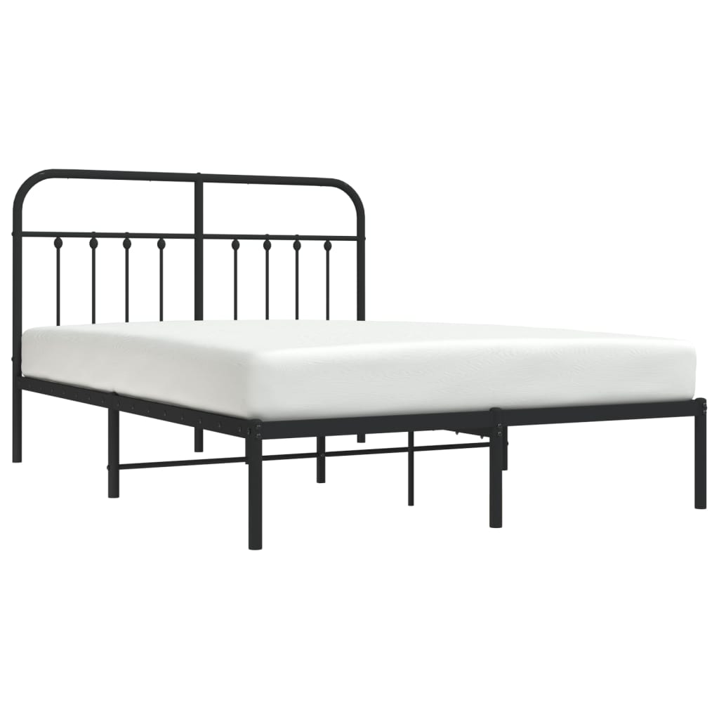 Metal Bed Frame without Mattress with Headboard Black 150x200 cm