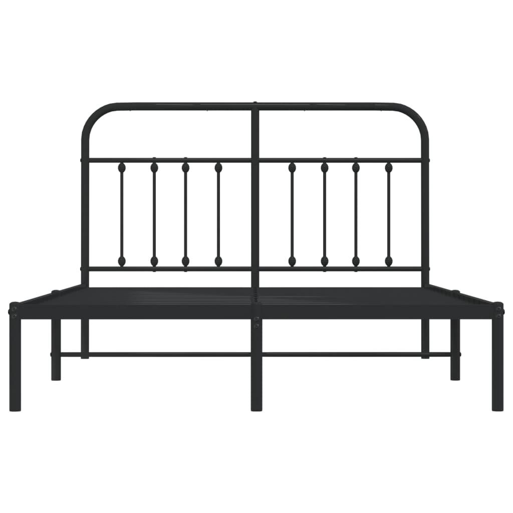 Metal Bed Frame without Mattress with Headboard Black 150x200 cm