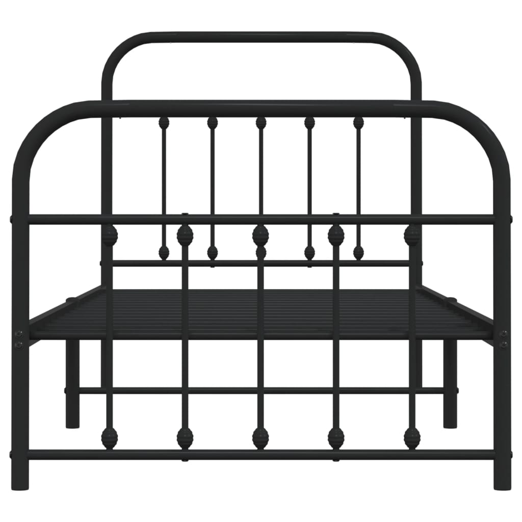 Metal Bed Frame without Mattress with Footboard Black 90x190 cm